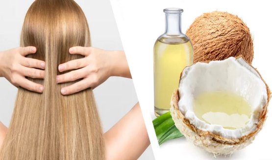 Наносим масло кокоса по всей длине волос